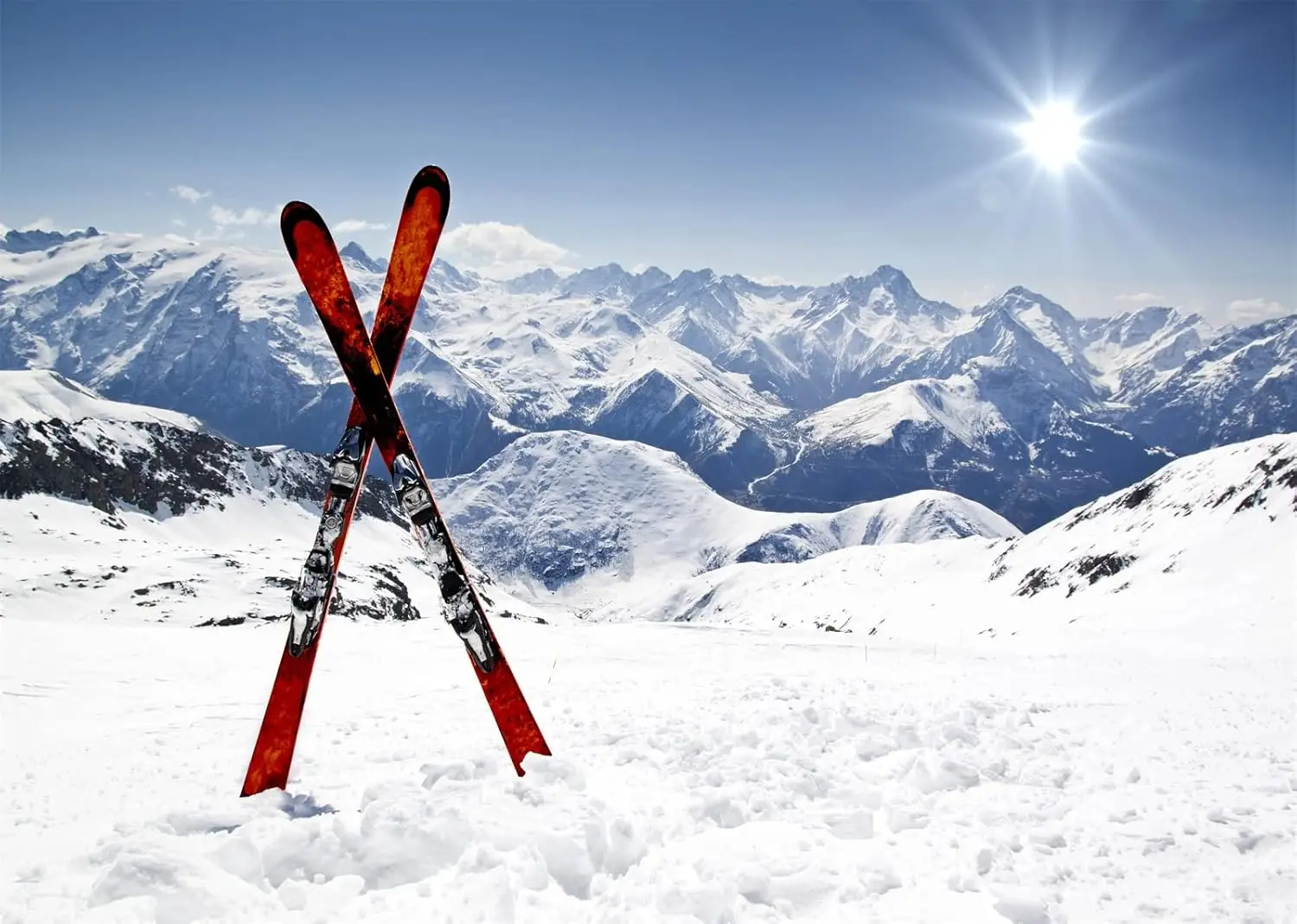 Outdoor Adventure Background - Montanha Nevada dos Alpes, Esqui e