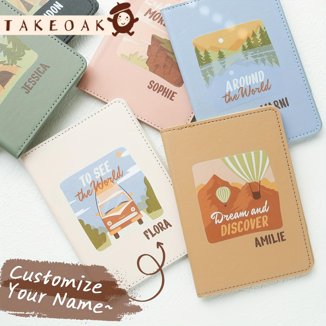 Outdoor Adventure Names - Porta-Passaporte de Couro Personalizado com Nome
