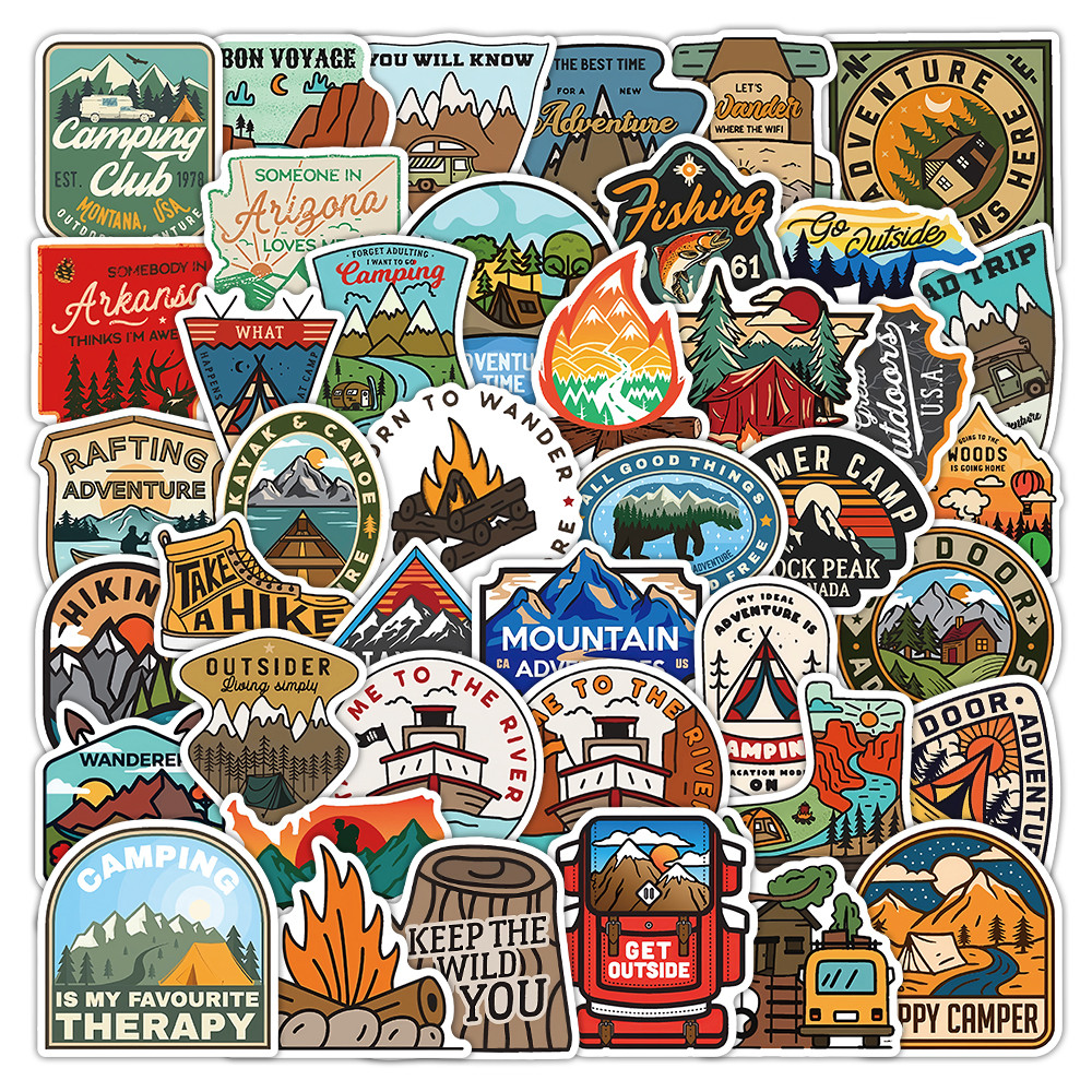 Outdoor Adventure Stores - 50 Folhas de Adesivos de Aventura