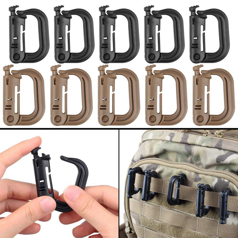 Carabiner Locking D - D-Ring Tactical Mochila Mosquetão, Multi-Purpose Locking,