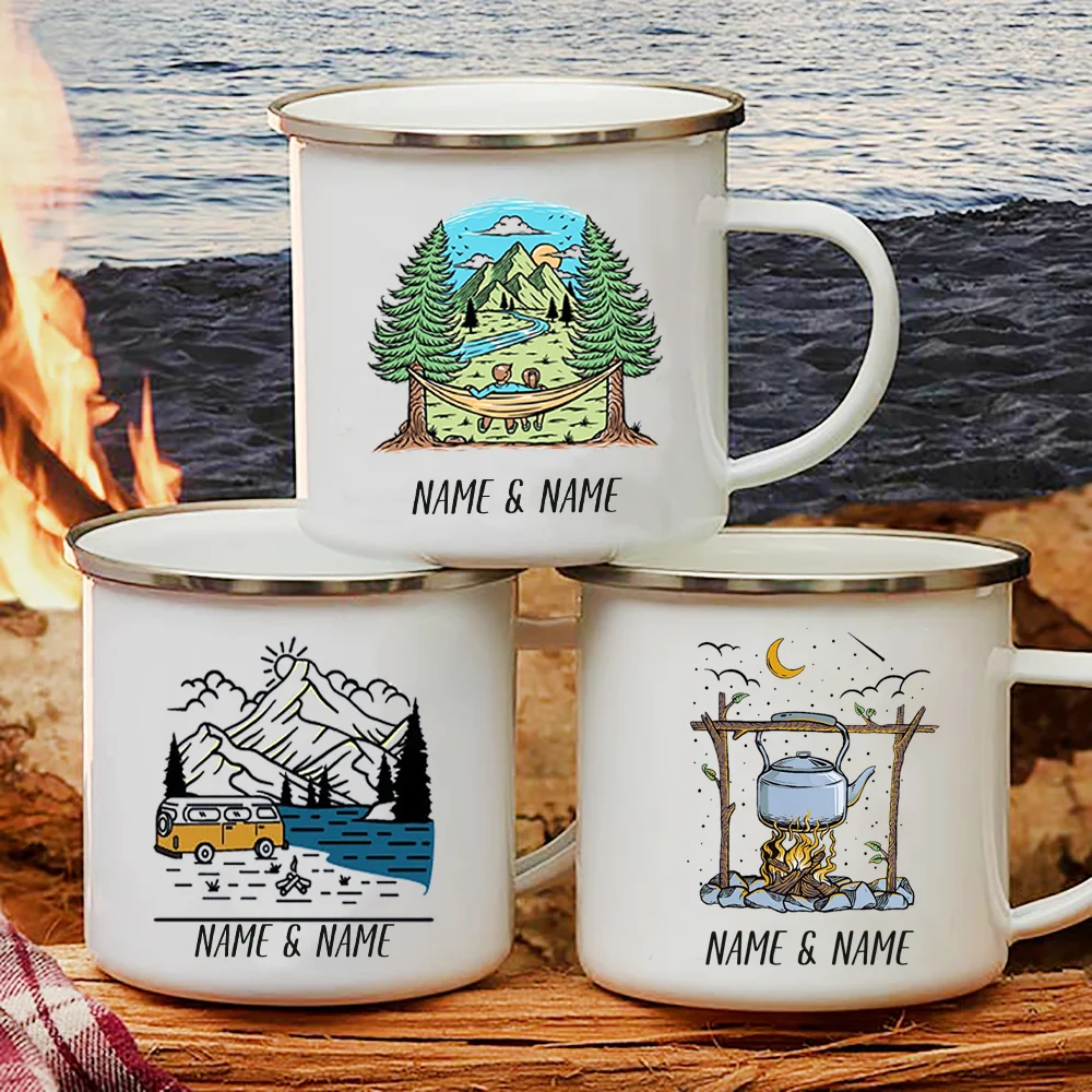 Outdoor Adventure Names - Esmalte Caneca com Nome Personalizado para