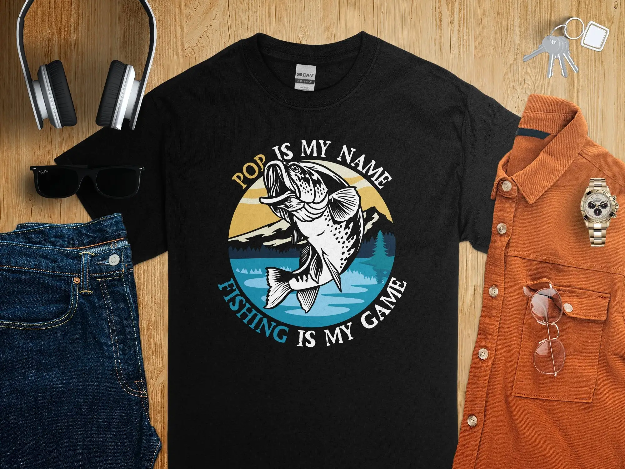 Outdoor Adventure Names - Camiseta entusiasta da pesca pop é
