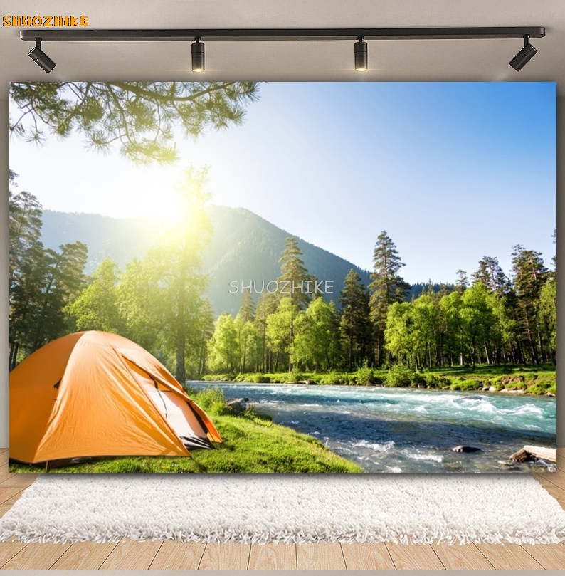 Floresta ao ar livre acampamen - Outdoor Adventure Background avaliação e preço