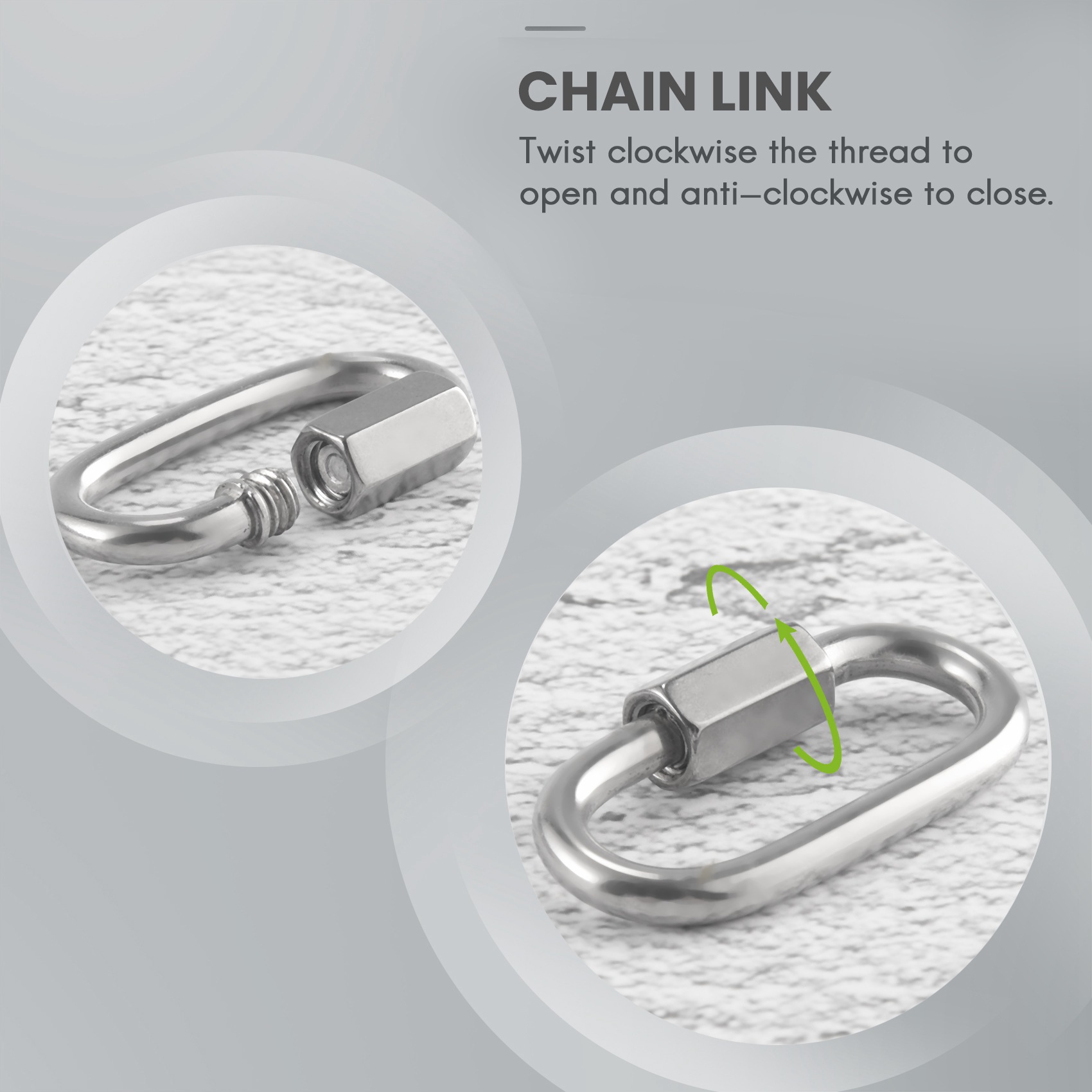 Conector de Cadeia de Aço Inox - Carabiner Locking D avaliação e preço