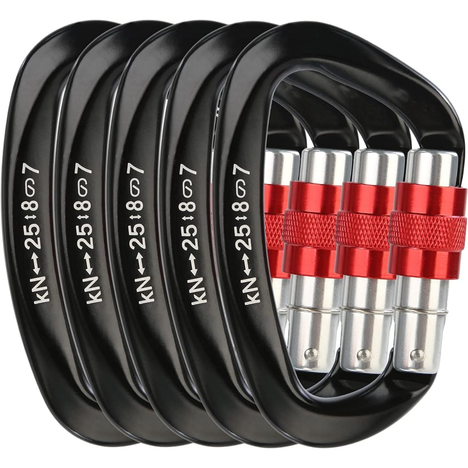5 pçs/set 25kn d-forma mosquet - Carabiner Locking D avaliação e preço