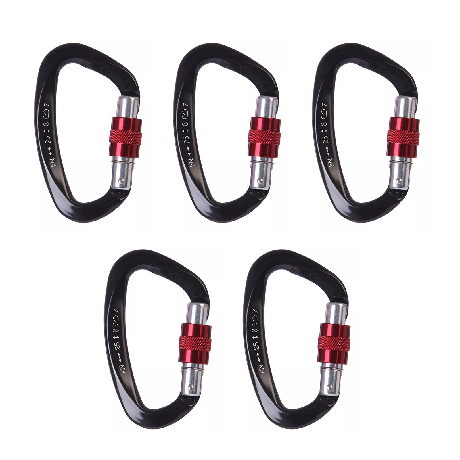 5 pçs/set 25kn d-forma mosquet - Carabiner Locking D avaliação e preço