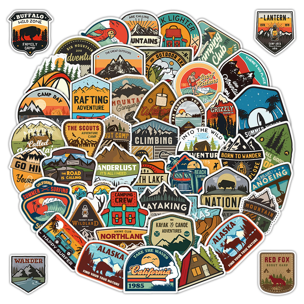 50 Folhas de Adesivos Vintage  - Outdoor Adventure Stores avaliação e preço