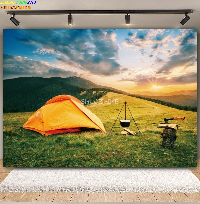 Floresta ao ar livre acampamen - Outdoor Adventure Background avaliação e preço