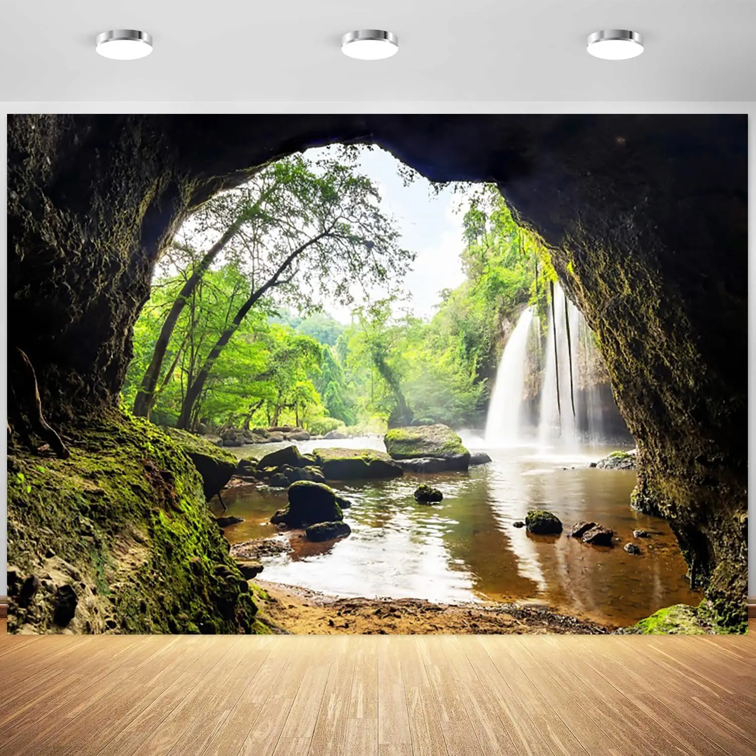 Cachoeira na floresta, montanh - Outdoor Adventure Background avaliação e preço